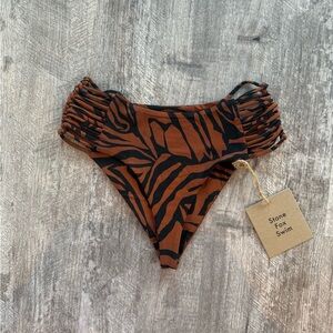 Stone Fox Swim Zebra Print Bikini Bottom MRSP $68